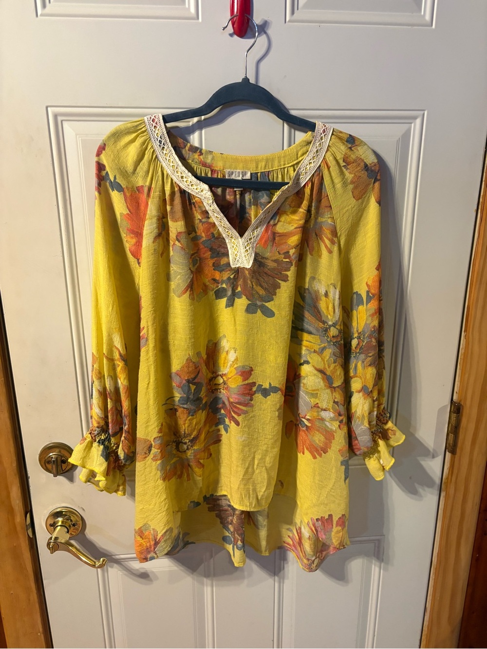 Spense Sheer Top V Neck Cool Sleeves Size X Large